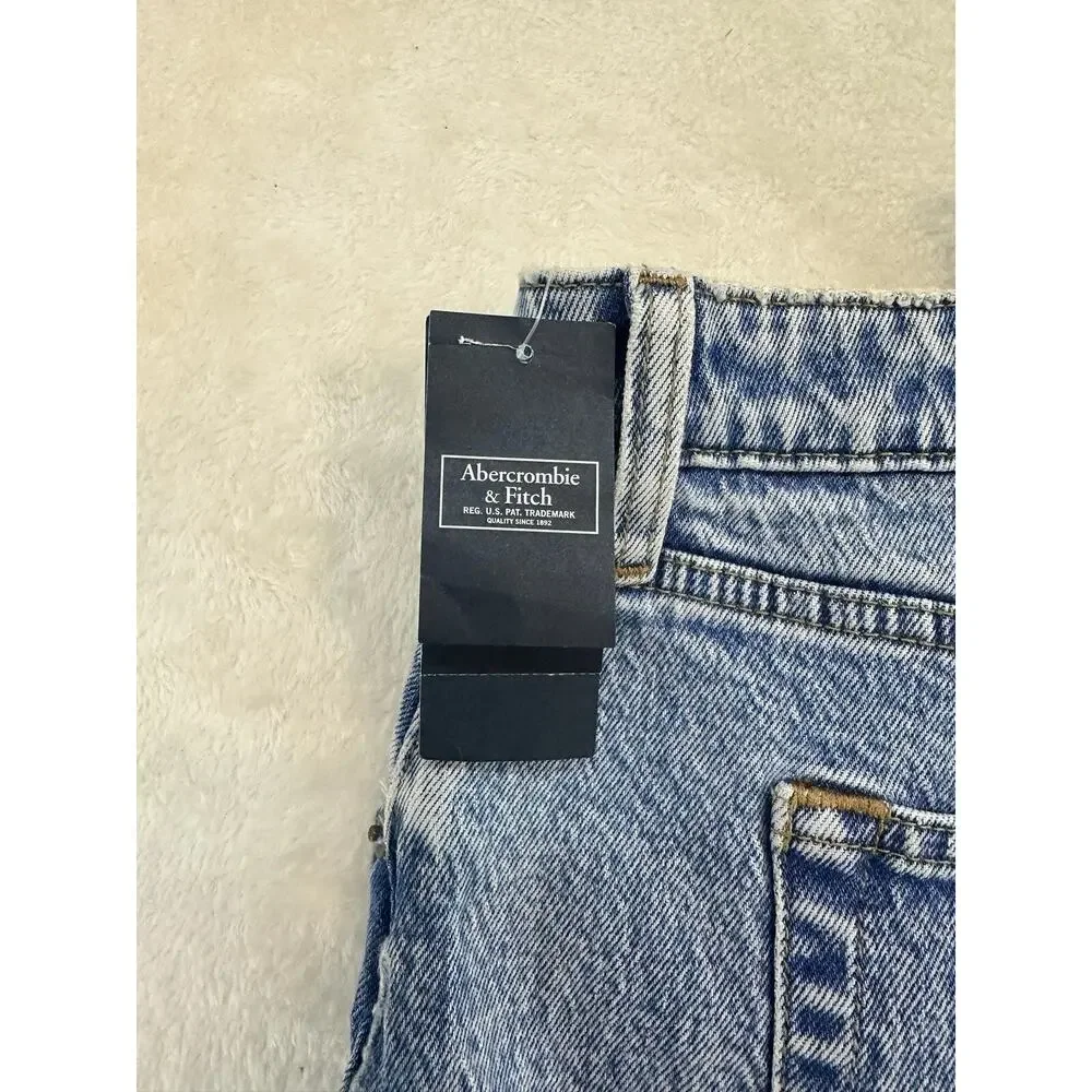 NWT Women's Abercrombie & Fitch Dad High Rise Med Wash Curve Love Jeans 18 Long